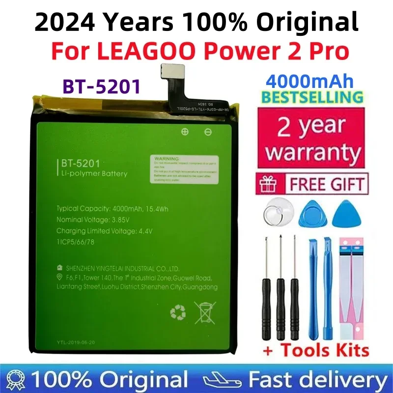 

100% Original High Quality Battery 4000mAh For LEAGOO Power 2 Pro BT-5201 Batterie Mobile Phone Batteries + Free Tools