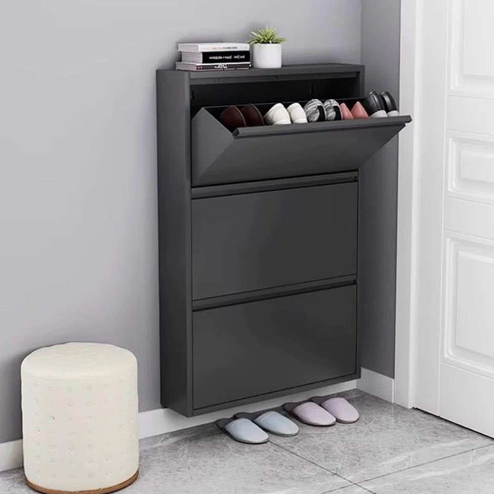 Drawers Shelf Black Shoe Rack Galery Dust Stylish Modern Corner Shoes Cabinet Vertical Ultrathin Meuble Rangement Home Furniture - Image 2