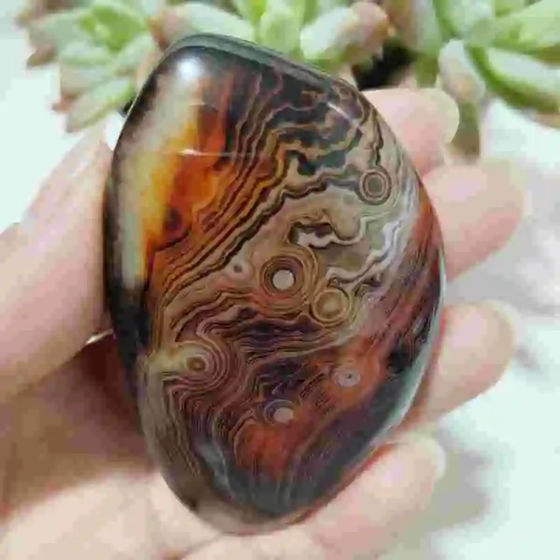 Natural Lace Agate Eye Palm Stones Meditate On Witchcraft To ward Off Evil And Gain Wealth Feng Shui