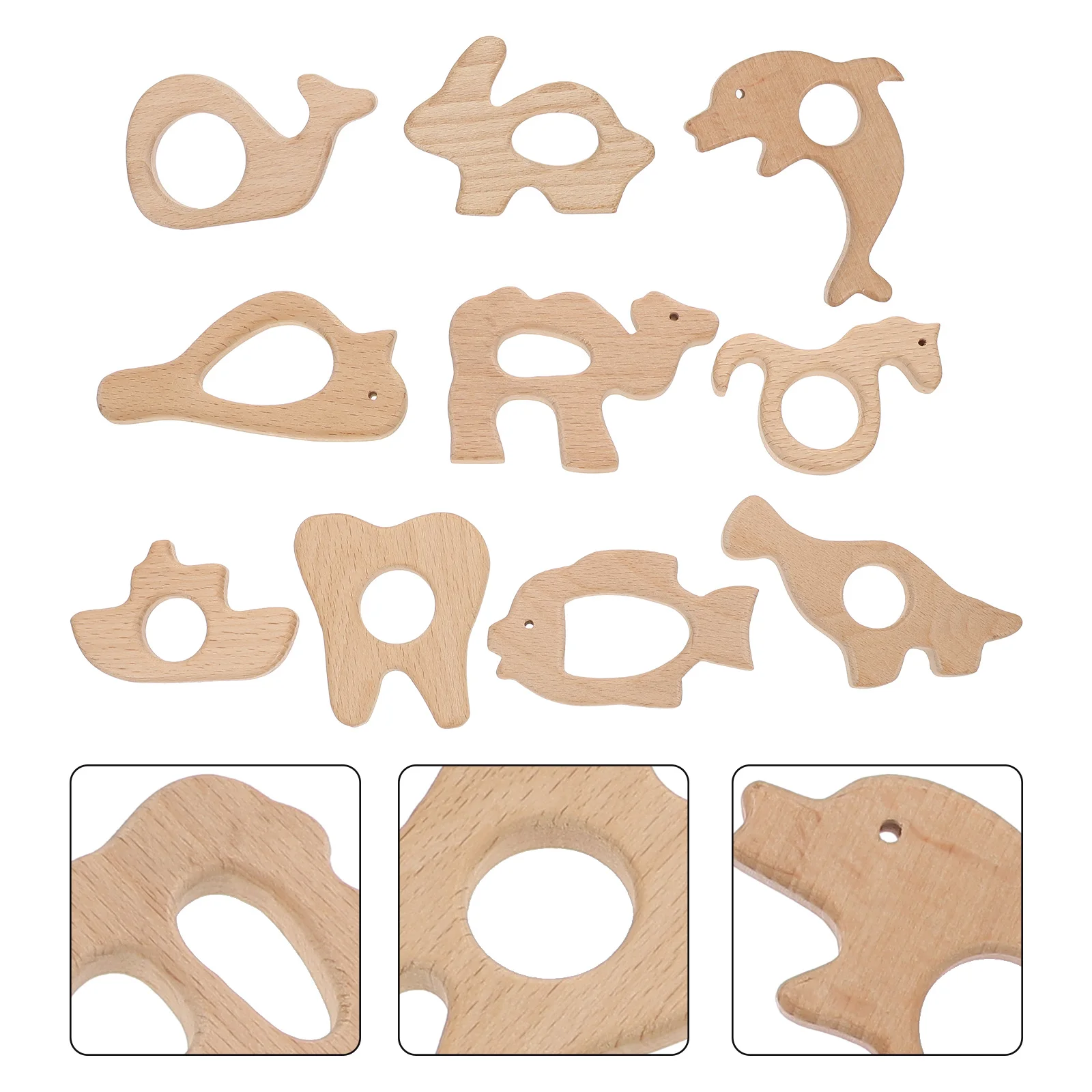 ยางกัดเด็กกันกัด 10 ชิ้น รูปสัตว์น่ารัก ทำจากไม้ธรรมชาติ ช่วยบรรเทาอาการปวดเหงือก ของเล่นสำหรับเด็กทารก ไอเดียของขวัญ