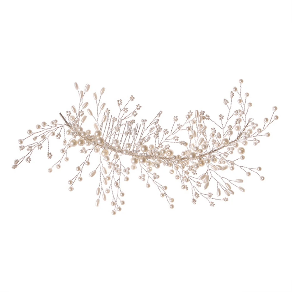 

Pearl Hair Comb Accessories Women Bridal Wedding Bridesmaid Headdress Elegant Fashionable ABS Wire Hairstyle Tool