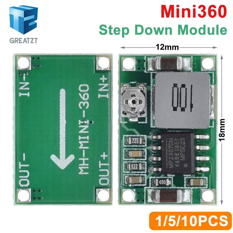 1/5/10PCS Mini360 DC-DC HM Buck Converter Step Down Power Supply Module 4.75-23V to 1-17V 340KHz Mini-360 Ultra-small+ 17x11x3.8