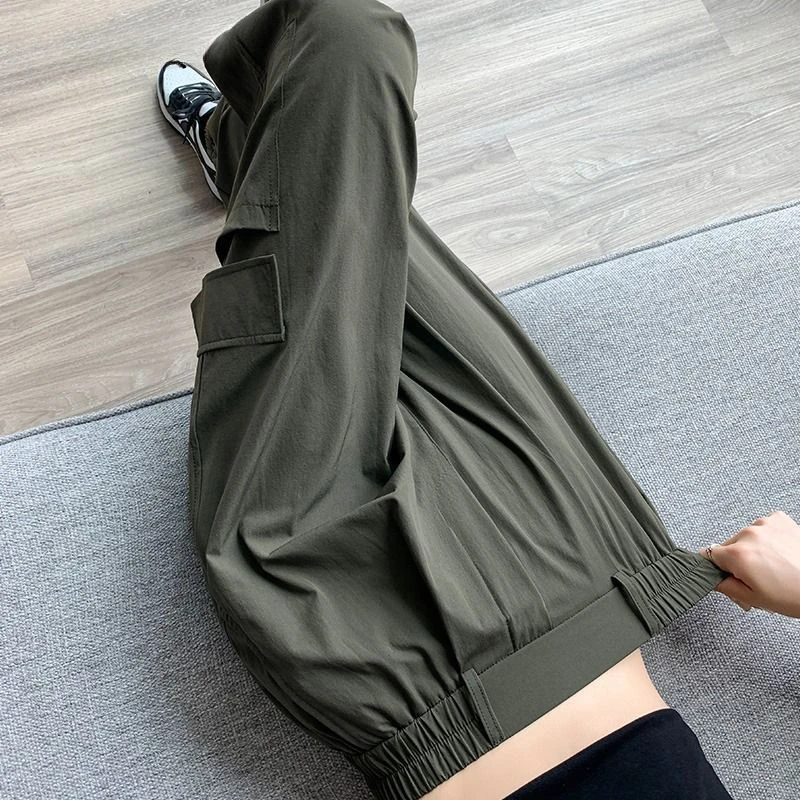 

Women Clothes New Summer Trendy Streetwear Harajuku Cargo Pants Casual Pockets Quick Drying Sweatpants High Waist Pantalones