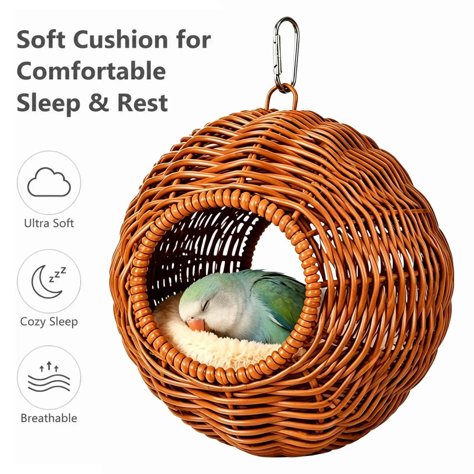 Parakeet Nest Washable Breathable Chew-Resistant Small Bird Bed Hammock For Small Parrots Canary Lovebird Bedding Living Room view 4