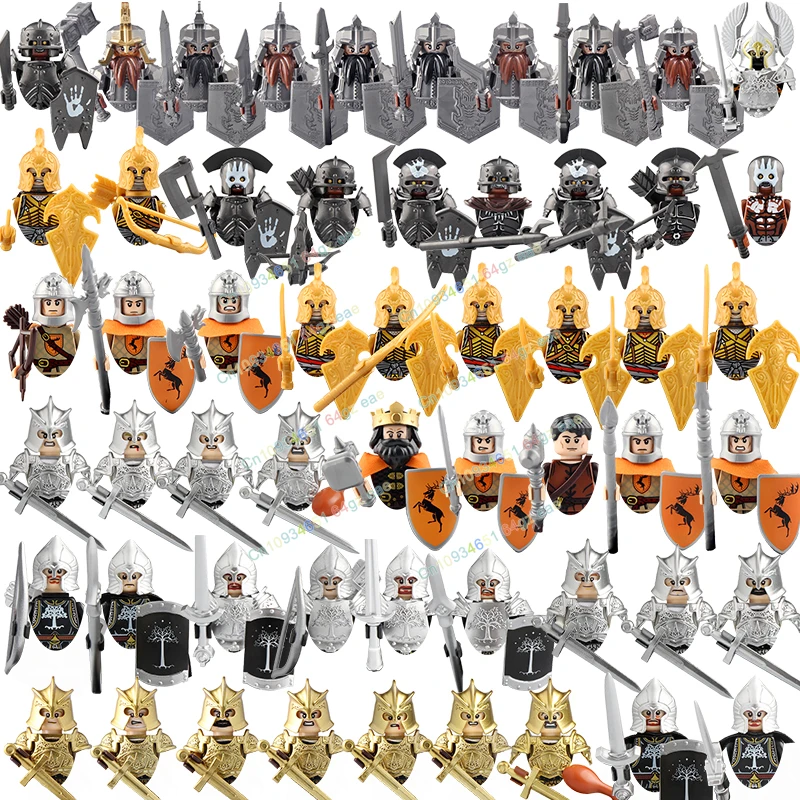 Medieval Game Valley Kinghts Orcs Soldiers Ailin Guard Elves Warriors Army Dwarf action figures Building Blocks Kids Toys BR881