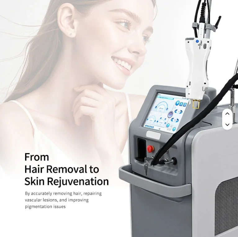 Alexandrite Laser Double Wave 755Nm 1064Nm Pro Long Pulse Nd Yag High Strength Commercial Hair Skin Rejuvenation Acne Treatment