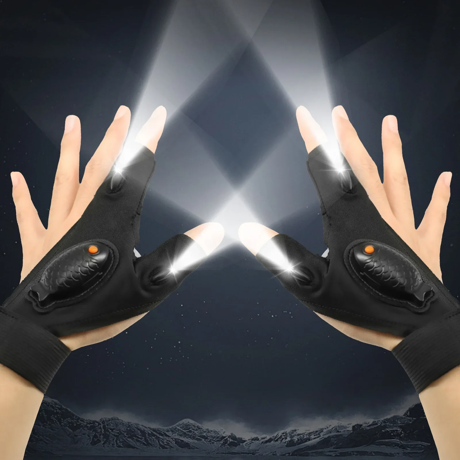 LED Fishing Gloves 3 Finger Exposed Rechargeable Lighted Night Work Cycling Car Repair Hands Free Sport
