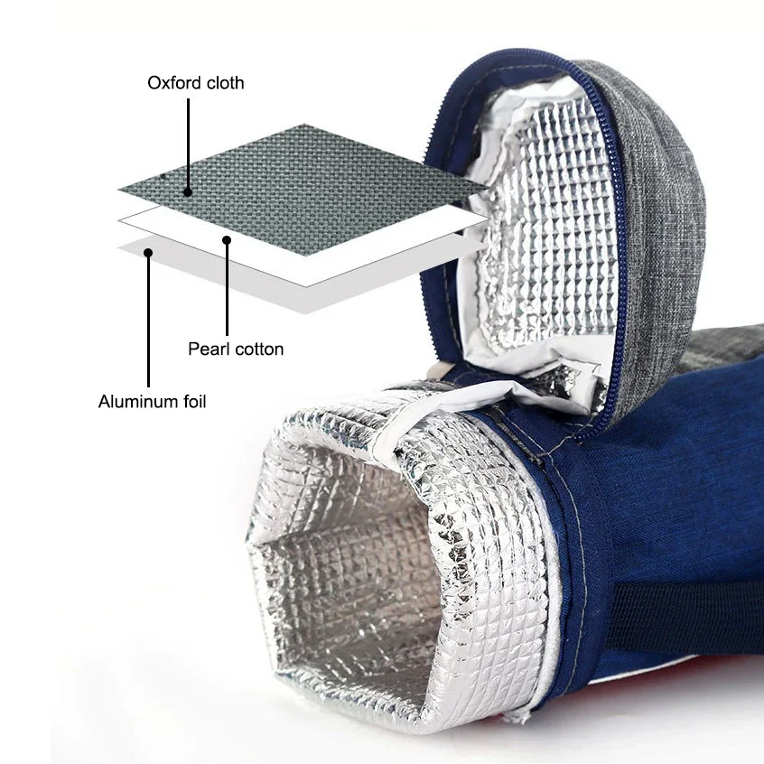 حقيبة تبريد الأكواب المحمولة ، قماش أكسفورد ، غلاف عازل ، طبقة ألومنيوم ، علبة ثلج ، تخييم ، تدفئة ، حامل مشروبات باردة ، سفر صيفي