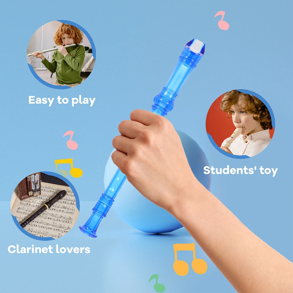

2Pcs Kids Soprano Recorder Resin Flute Instrument 8 Hole Clarinet Beginner Practice Musical Present for Children Wind