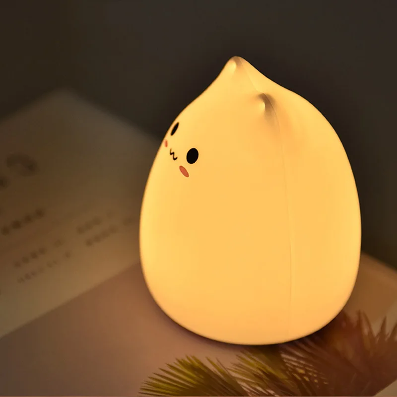LED Cat Night Light for Kids Soft Silicone Touch Sensor 7 Colors Changing Cartoon Sleeping Lamp for Bedroom Nursery Decoration