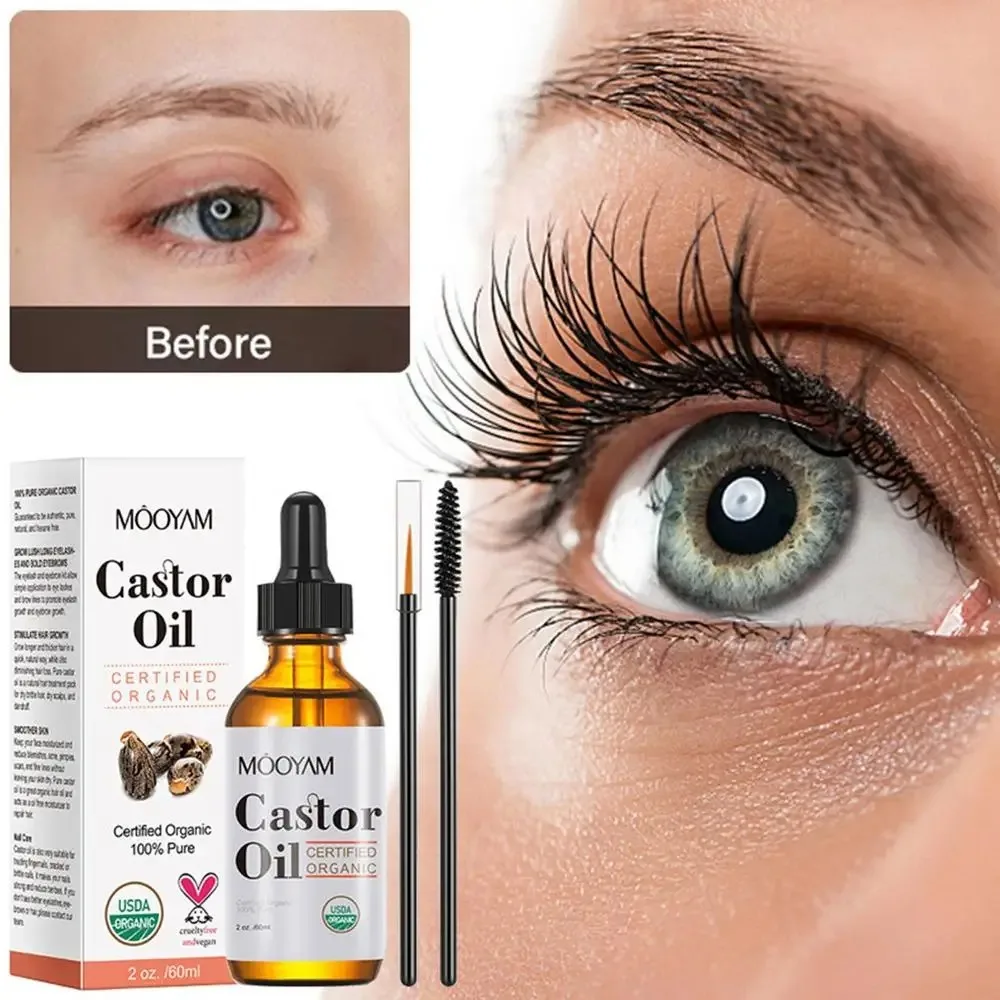 Natural Castor Oil Eyelash Growth Serum Hair Treatment Eyebrow Rapid Growth Liquid Essential Oil Makeup Essence Eyelash Enhancer