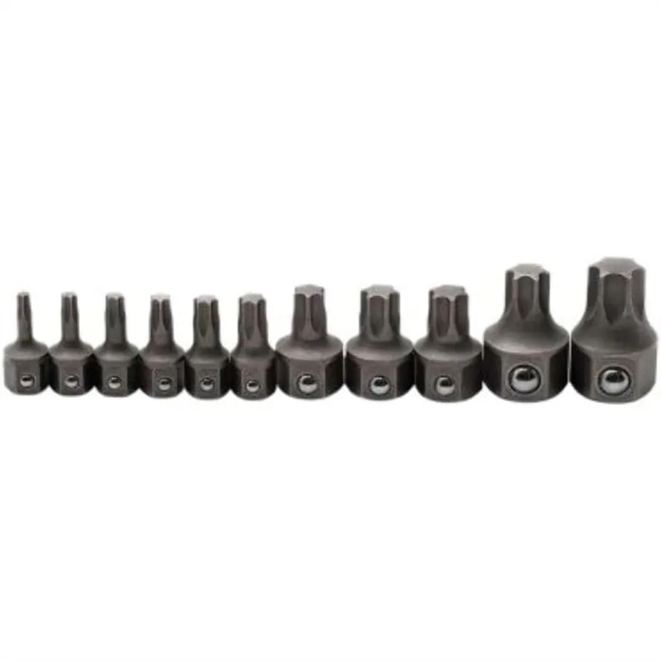

11 Pc. Torx Insert Bit Set for 6 & 12 Pt. Wrenches, Low Profile Bit Socket