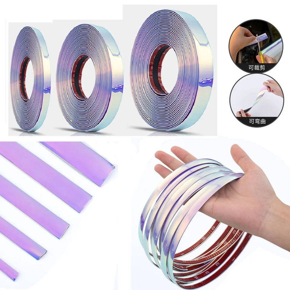 Kit Striscia Decorativa Lucida Rossa 8 Mm X 5 M Per Auto – Universale Per Paraurti, Porte E Finestrini