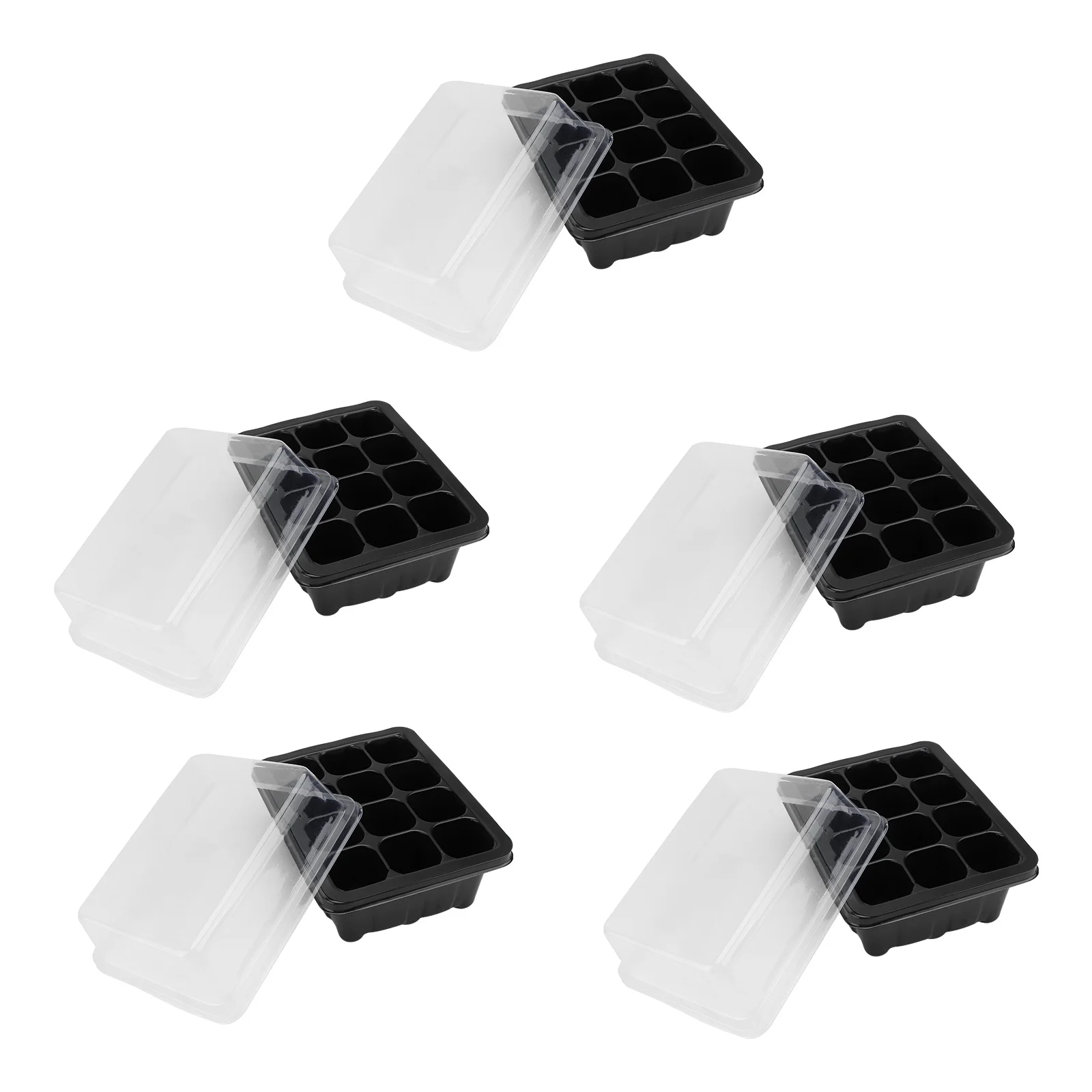 

5Pcs 18x14x6cm Seedling Starter Tray Kit with 12 Cells Transparent Lid for Garden Bonsai Growing Sprouter Propagation Nursery