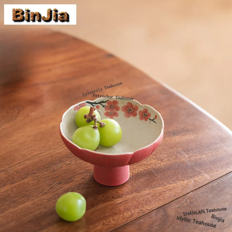 

Hand-painted Plum Blossom Fruit Dishes Handmade Pastry Plate Appetizer Serving Platter Serving Tray Tableware Decoration Gifts
