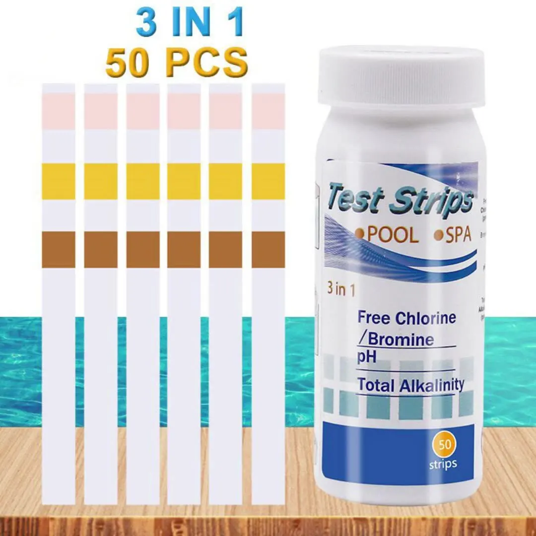 Pool Test Strips 3-in-1 Pool Water Testing Kit for Chlorine, Bromine, pH, Alkalinity Hot Tub Test Strips for Swimming Pools Spas