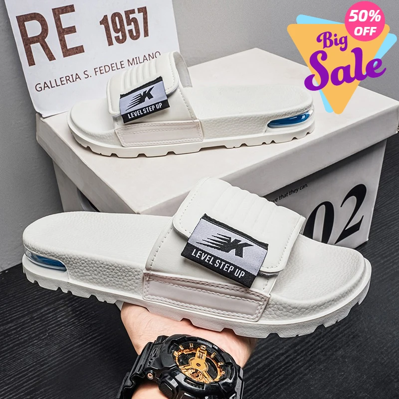 

Мужские шлепанцы с воздушной подушкой 2026 года, идеально подходят для летнего ношения на улице. Модные нескользящие домашние тапочки для ванной комнаты