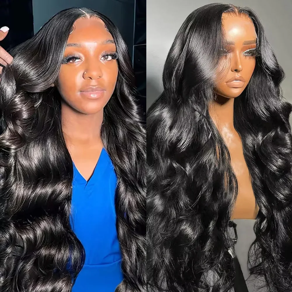 الجسم موجة باروكة من شعر طبيعي اللون الطبيعي الجسم موجة 13x6 الدانتيل الشفاف أمامي خصلات الشعر المستعار الإنسان 200 الكثافة للنساء السود