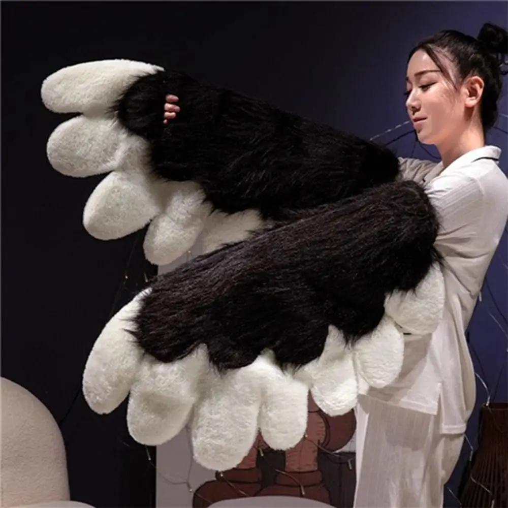 1pack Fluffy Material Fursuit Paw Gloves Bear Style Cute Design Giant Wearable Wings Manga Inspired Cat Style Animal Shoes