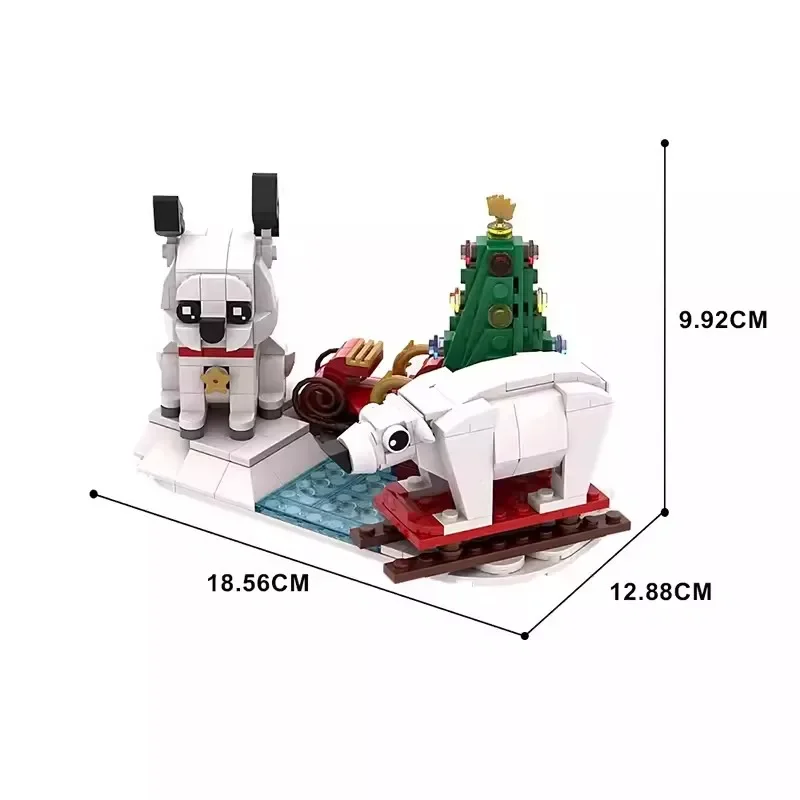 Bricklink Ideas natale slitta di babbo natale alce slitta cane Brickheadz imposta blocchi di costruzione giocattoli per bambini regalo di capodanno