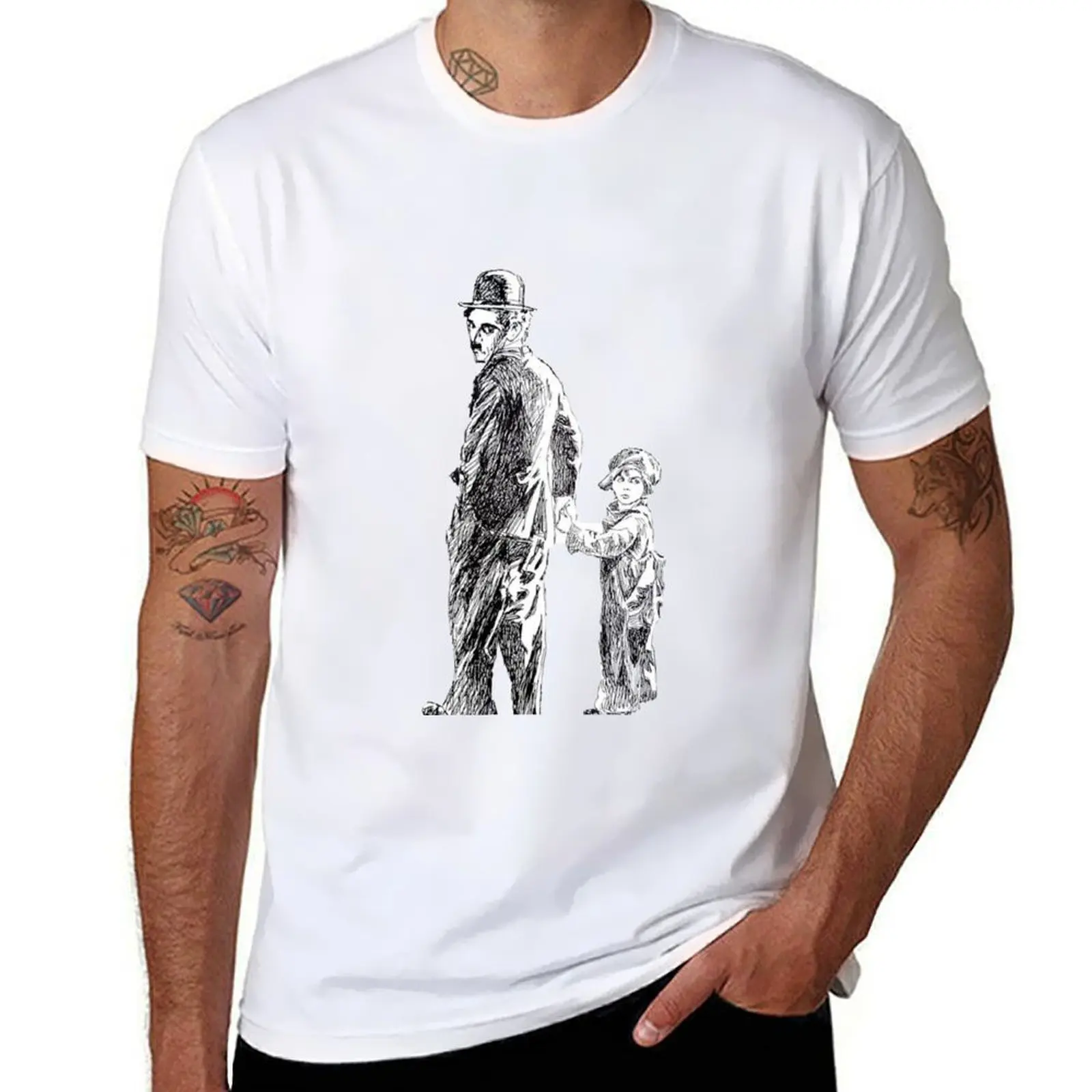 

Charlot and The Kid. T-Shirt t shirt man designer cotton t shirts man 100% T-Shirt
