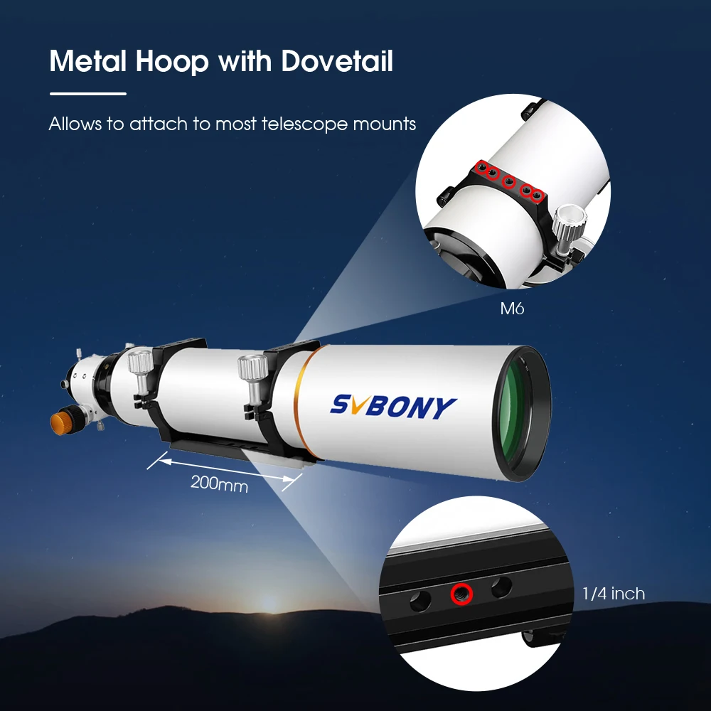Svbony SV503 Astro Telescope 70/80/102ED Extra Low Dispersion Achromatic Refractor OTA For Exceptional Viewing Astrophotography