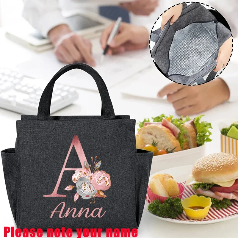 

Custom Name Large Insulated Bag Letter Printed Thickened Insulation Bag, Outdoor Camping Lunch Bag, Portable Cold Ice Bag
