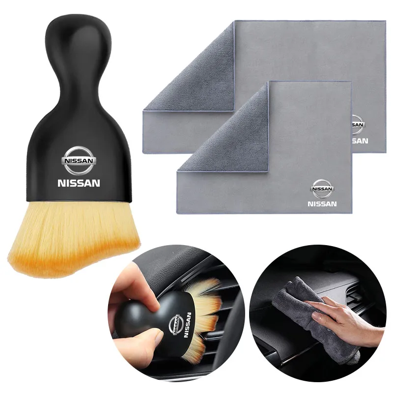 Car Interior Cleaning Tools Microfiber Wash Towels Cleaning Brush For Nissan Nismo Almera Tiida Juke Teana Qashqai 350Z 370Z GTR