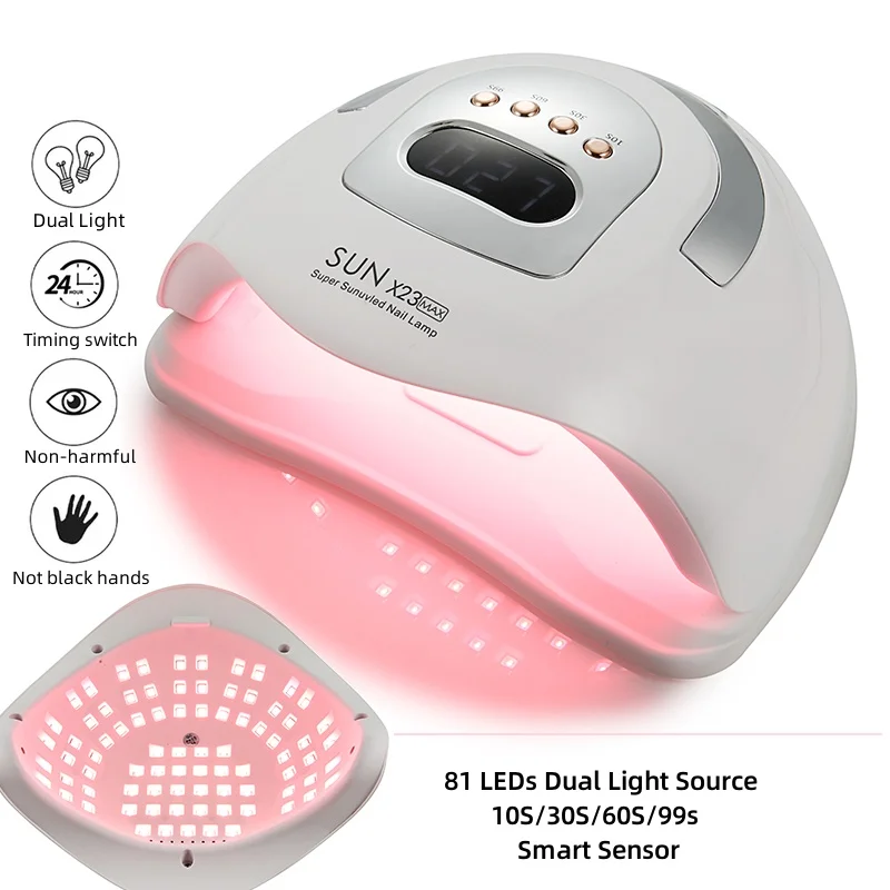 الشمس X23 ماكس الأشعة فوق البنفسجية LED مسمار مصباح آلة مجفف 81 المصابيح المهنية هلام البولندية تجفيف مصابيح مع الاستشعار التلقائي مانيكير صالون أداة