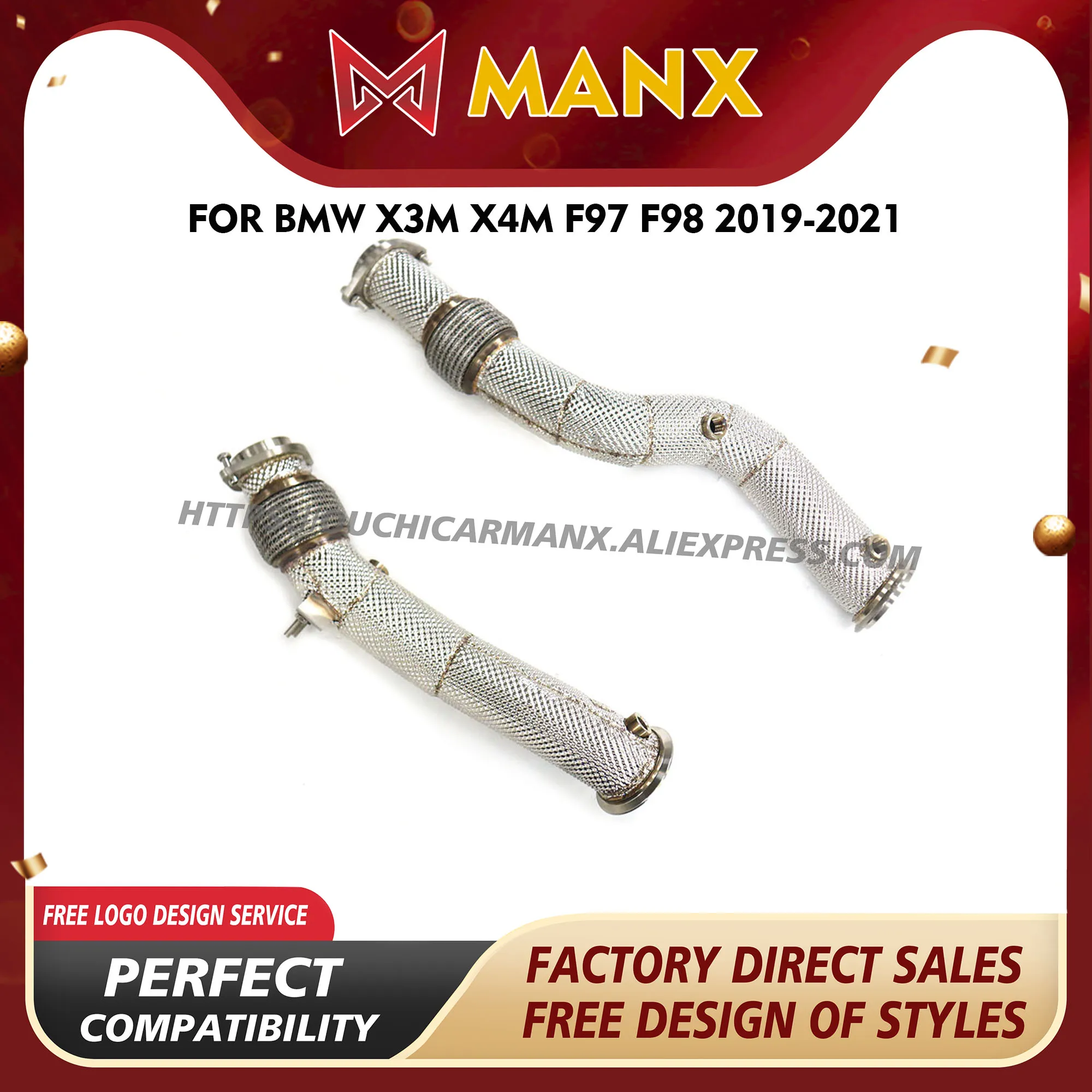

MANX for BMW X3M X4M F97 F98 2019-2021 Stainless steel Downpipe Exhaust system High quality High performance
