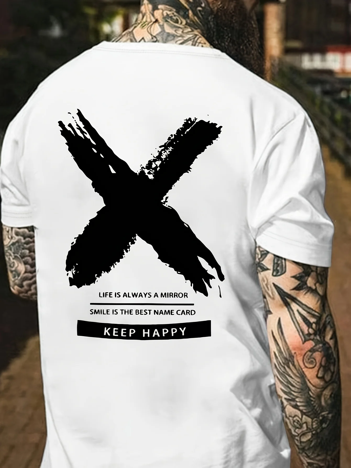 Stylish 100% Cotton Mens T-shirt Featuring Brushstroke X Graphic 