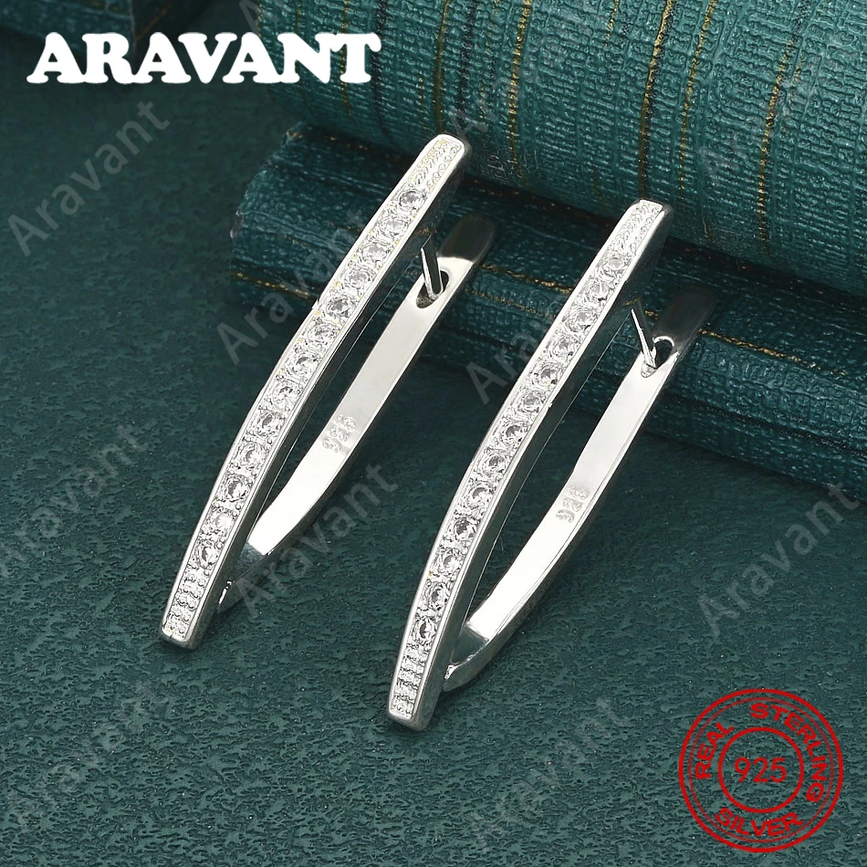 925 Sterling Silver V-Shaped Ceramic Earrings For Women, Commuter Accessories, Christmas Gifts, Jewelry