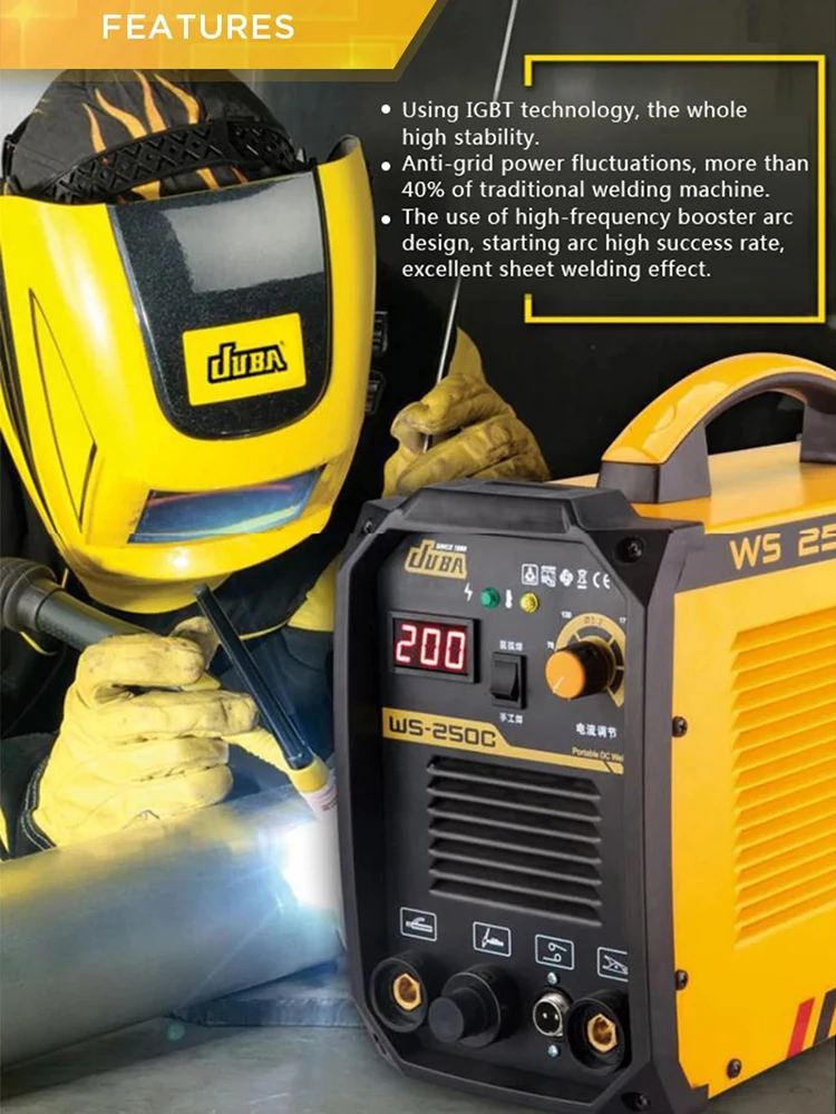 Il trasporto Libero 2025 Nuovo Portatile WS-200C IGBT TIG Saldatore Argon Inverter Tig Saldatrice TIG/MMA 200AMP 2 In 1 Saldatore
