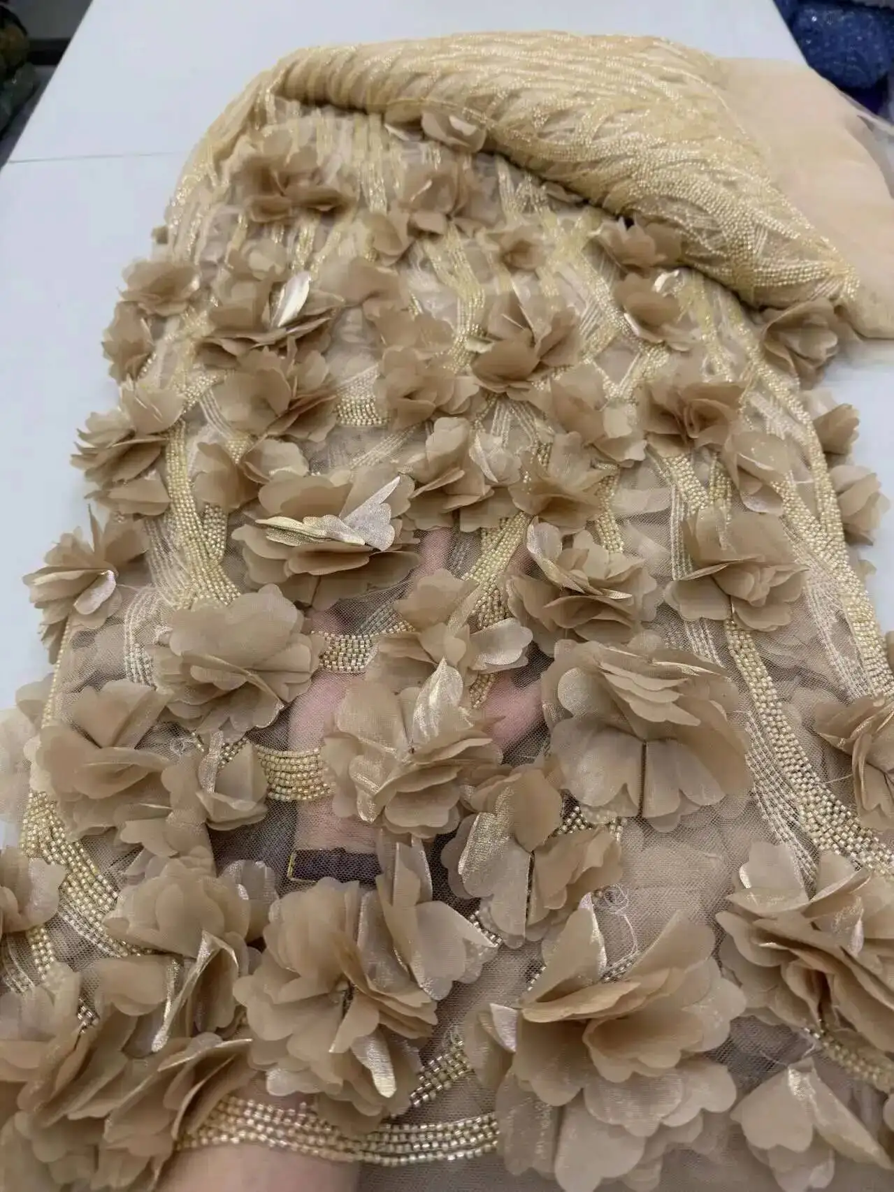 

African Sequins Lace Fabric 2025 High Quality Embroidery Beaded Nigerian French Tulle Lace Material For Wedding Material