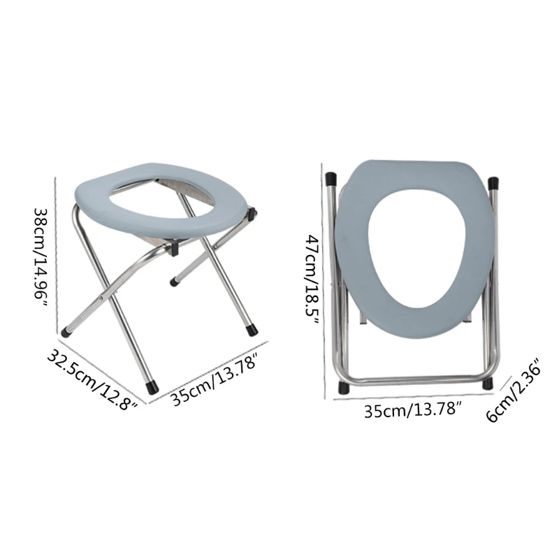 Portable Toilet for Seat Stainless Steel Commode Chair Foldable Heavy Duty for Elders Pregnant Woman Removable Impaired Dropship