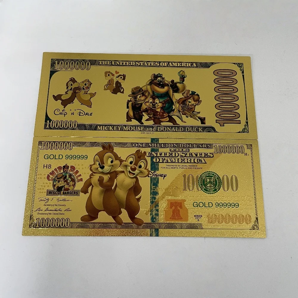 ديزني لطيف رقاقة "n" ديل الذهب احباط الأوراق النقدية التذكارية الإنقاذ بطل موضوع تحصيل الكرتون المحيط بطاقات ذهبية الهدايا #2