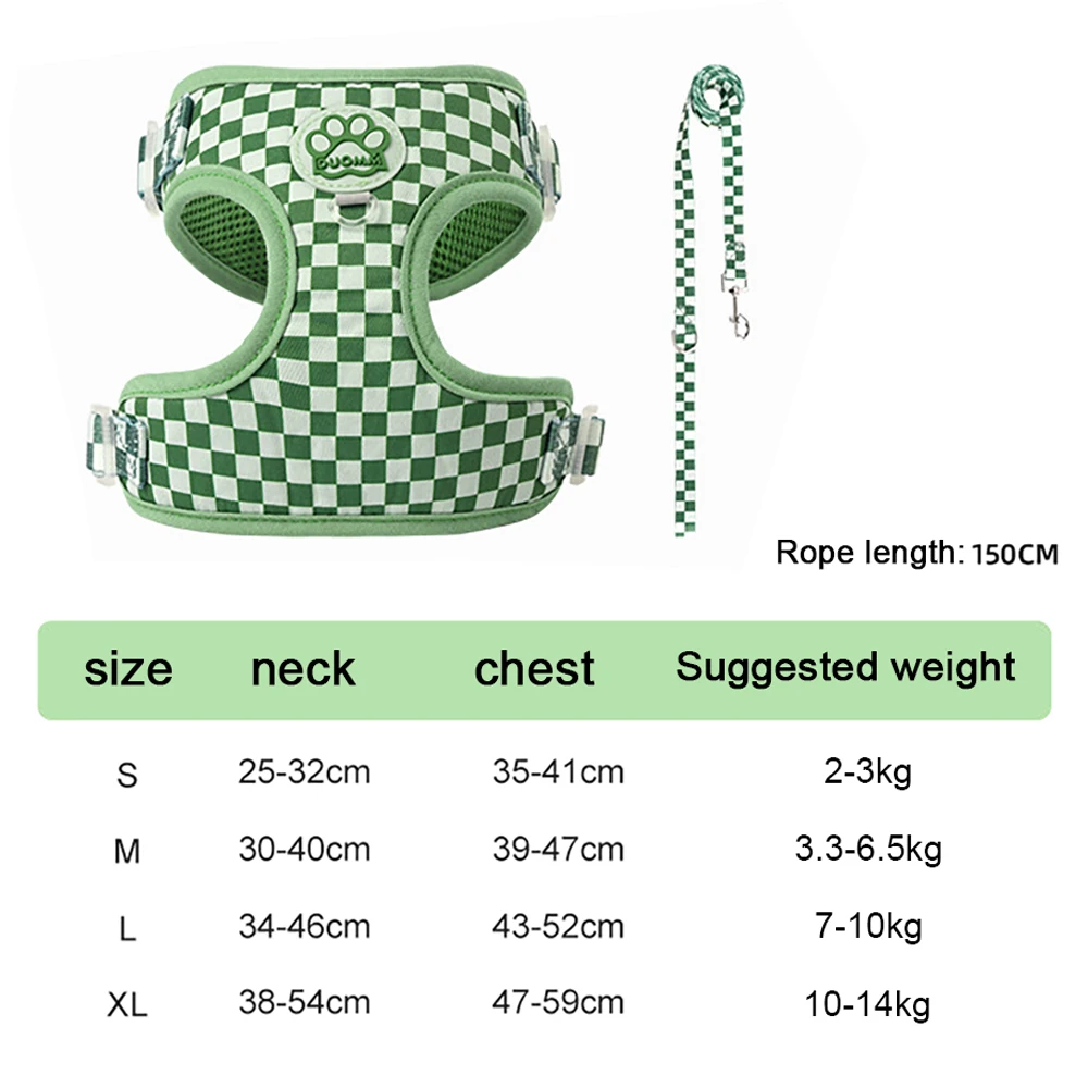 Adjustable Padded Dog Harness And Leash Set For Small Medium Pets_voghion.com