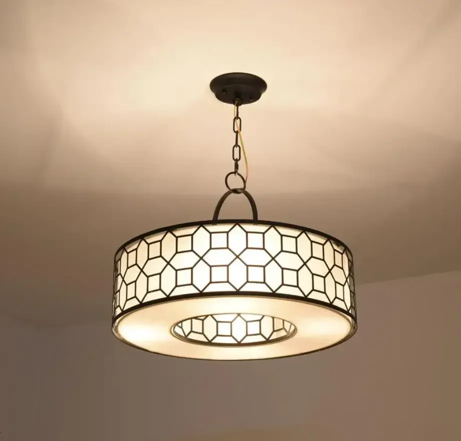 

Lustre Chandeli modern Chandelier Light fabric black gold shade Bedroom Suspendsion Light Fixture Dining Hanging Light Luminaria