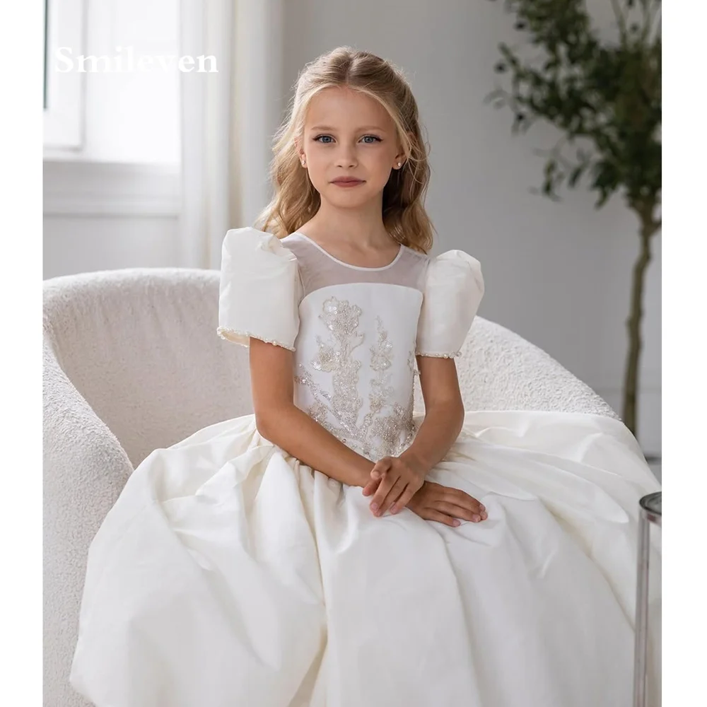 smileven-–-robe-de-demoiselle-d'honneur-en-satin-ivoire-manches-courtes-avec-appliques-de-perles-robe-de-communion-pour-enfants-robes-de-soiree-de-mariage-personnalisees