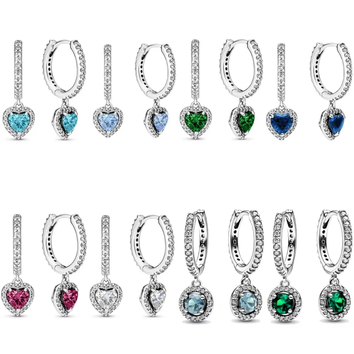 

Лидер продаж, серебряный обруч 925, бесконечная любовь, синий цветок, белый камень, золото, круглые серьги-подвески в форме сердца для женщин, ювелирные изделия своими руками