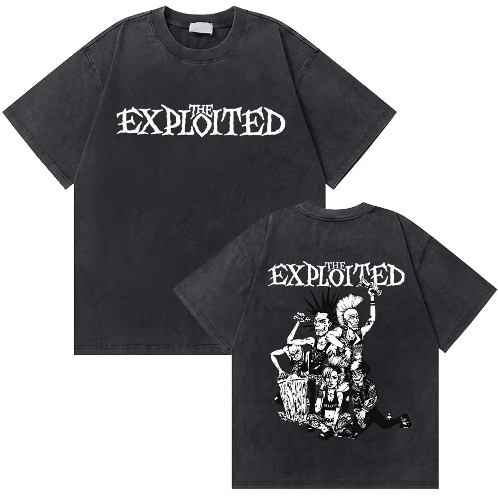 

Washed Vintage Rock Band The Exploited Graphic T-shirt Men Women Hip Hop Gothic T Shirt Men's Punk Oversized T-shirts Streetwear