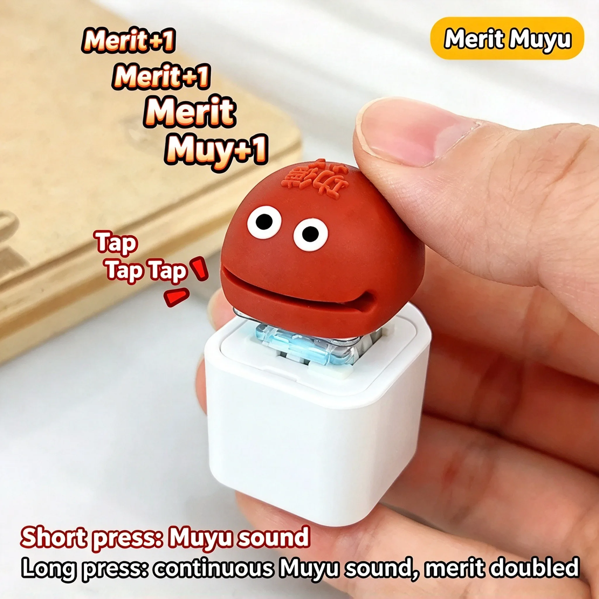 LED Light Up Wooden Fish Fidget Clicker Keychain Funny Cyber Merit Muyu Tactile Sound Stress Relief Toy Backpack Pendant Novelty