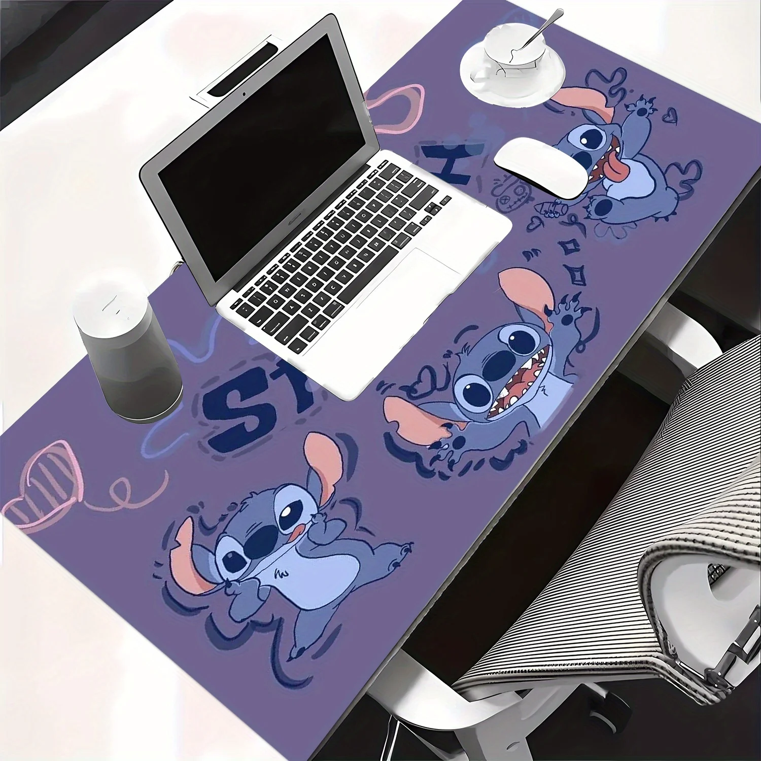 

1pc Disney Stitch Large Gaming Mouse Pad - Vibrant Purple Cartoon Design, Non-Slip Rubber Base & Smooth Surface for Desktop, Off