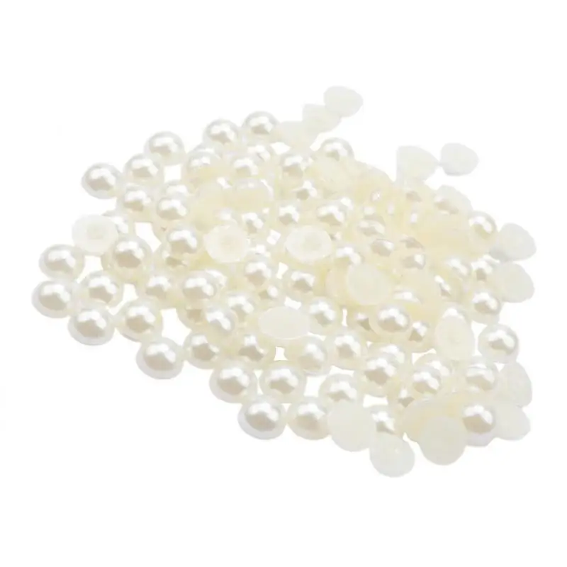 Half Pearl Flatback Craft Beads 8mm White Imitation Pearls for Nail Art and DIY Scrapbooking Decoration