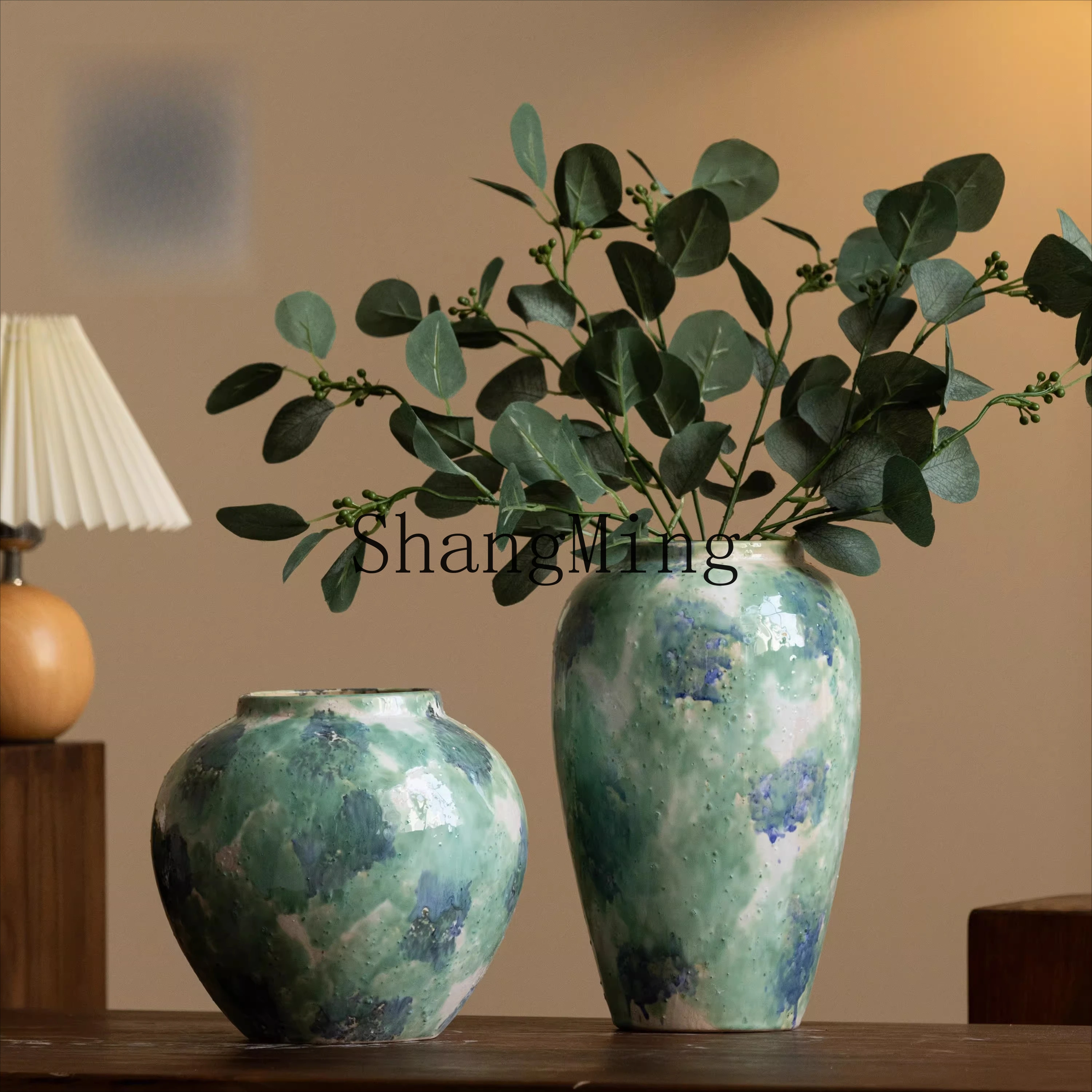 FG new Chinese retro pottery pot antique dry fresh vase ornament living room flower arrangement advanced ceramic