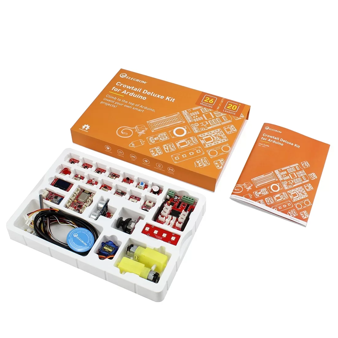 Crowtail-Deluxe Kit for Arduino Electronic Component DIY Kit  Programing Learning Kit for Arduino with 26 Modules 22 Lessons