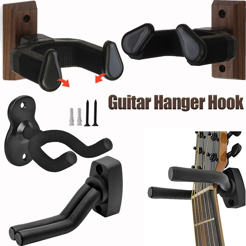 Wooden Wall Mount Holder Non-Slip Guitar Display Bracket Universal Guitar Wall Hanger for Electric Guitar Ukulele Bass