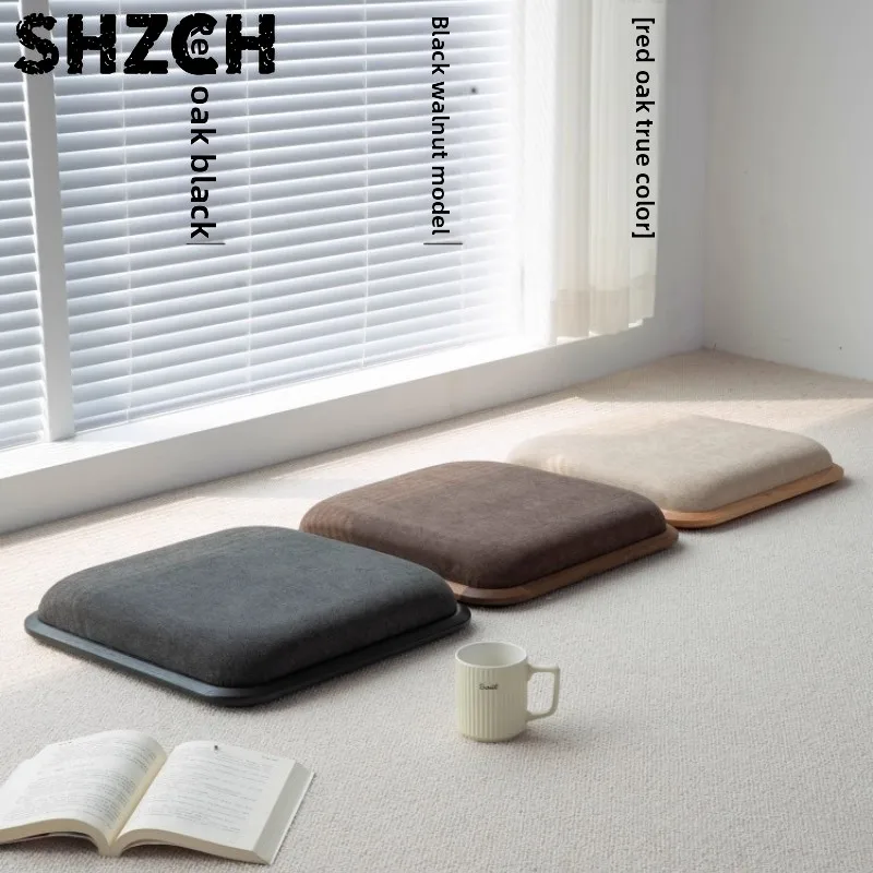 Japanese Tatami Floor Cushion Solid Walnut Meditation Seat Zen Style Bay window Seat for Tea Ceremony Low Profile Kneeling Mat