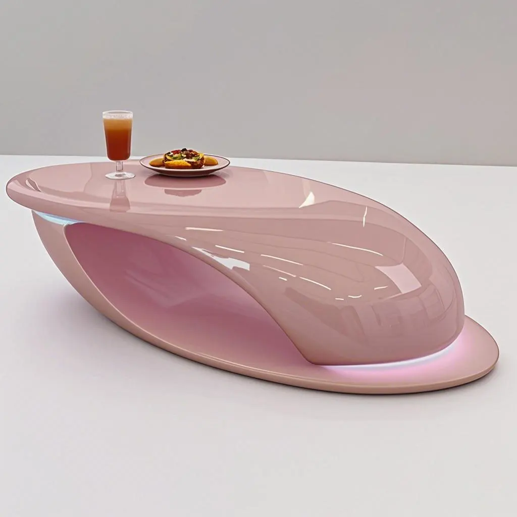 Luxury fiberglass modern coffee table tea oval small desk hotel office living room shop salon other furniture