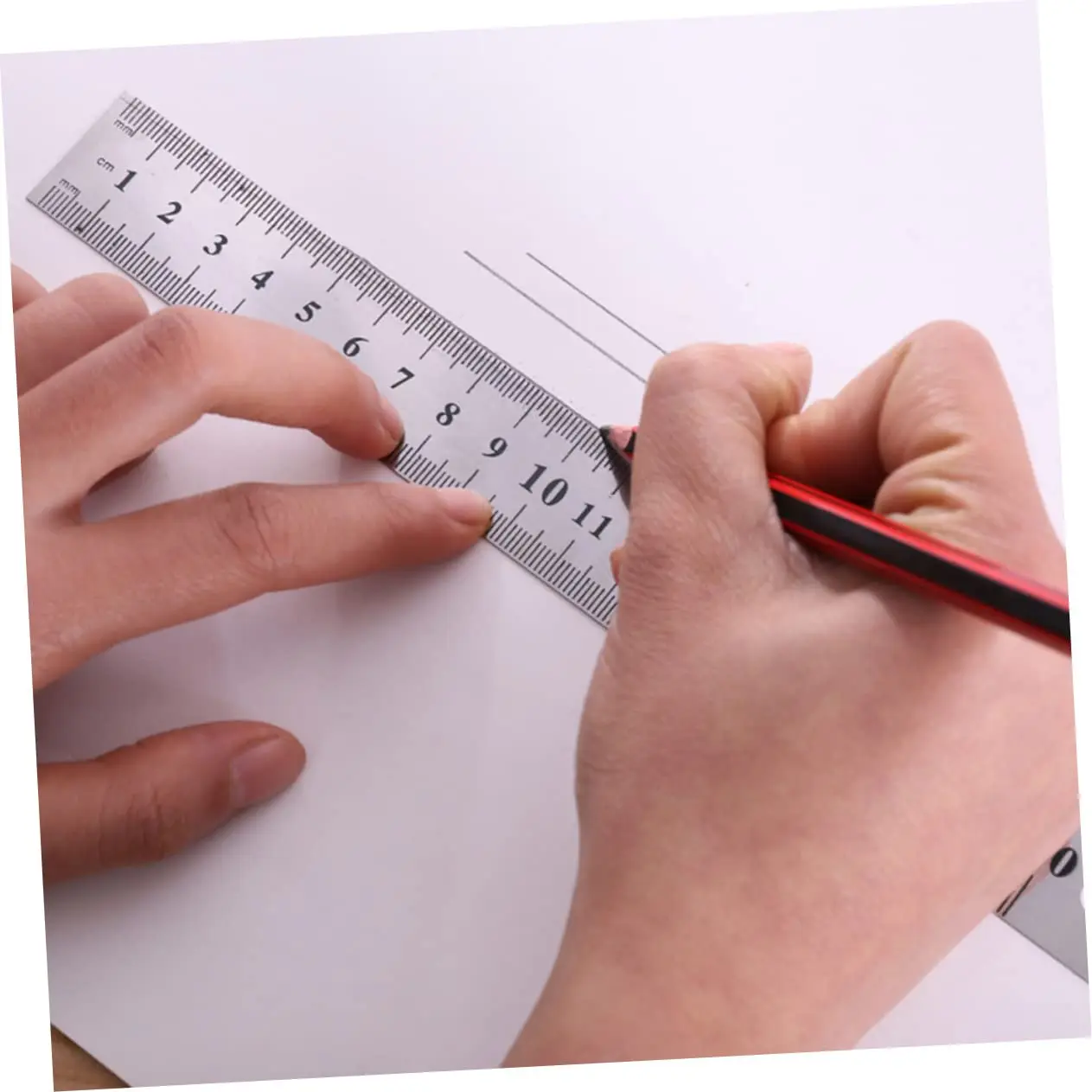 2PCS Metal Ruler, Steel Ruler with Inch and Metric,Stainless Steel Ruler Set ( 6,12 Inch),Easy to Read Inch, Mm, Cm, for School